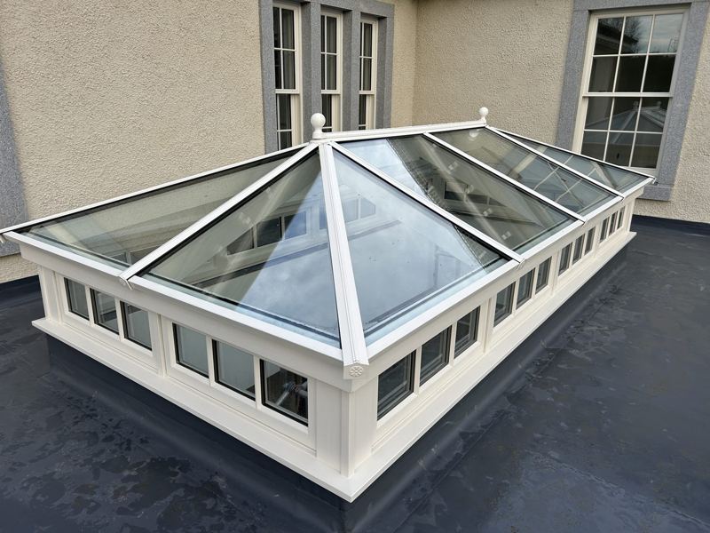 Roof lantern manufactured from Accoya, finished and fitted on site
